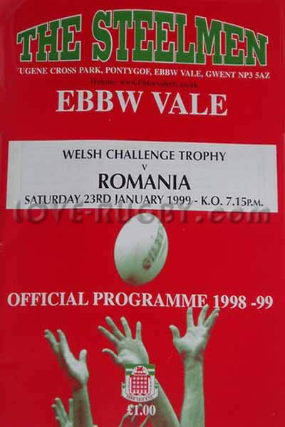 1999 Ebbw Vale v Romania  Rugby Programme